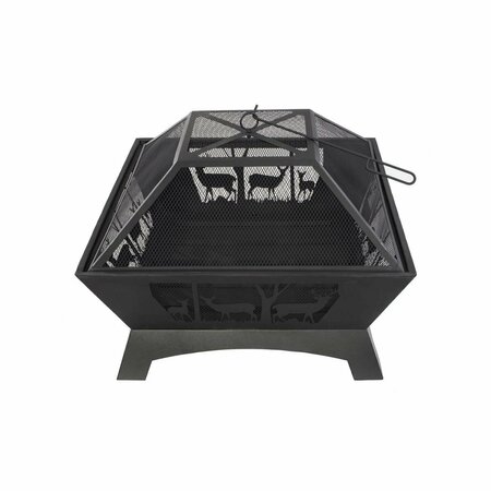 SUPERHEROSTUFF 28 in. Square Fire Pit with Mesh Base & Lid PA3091063